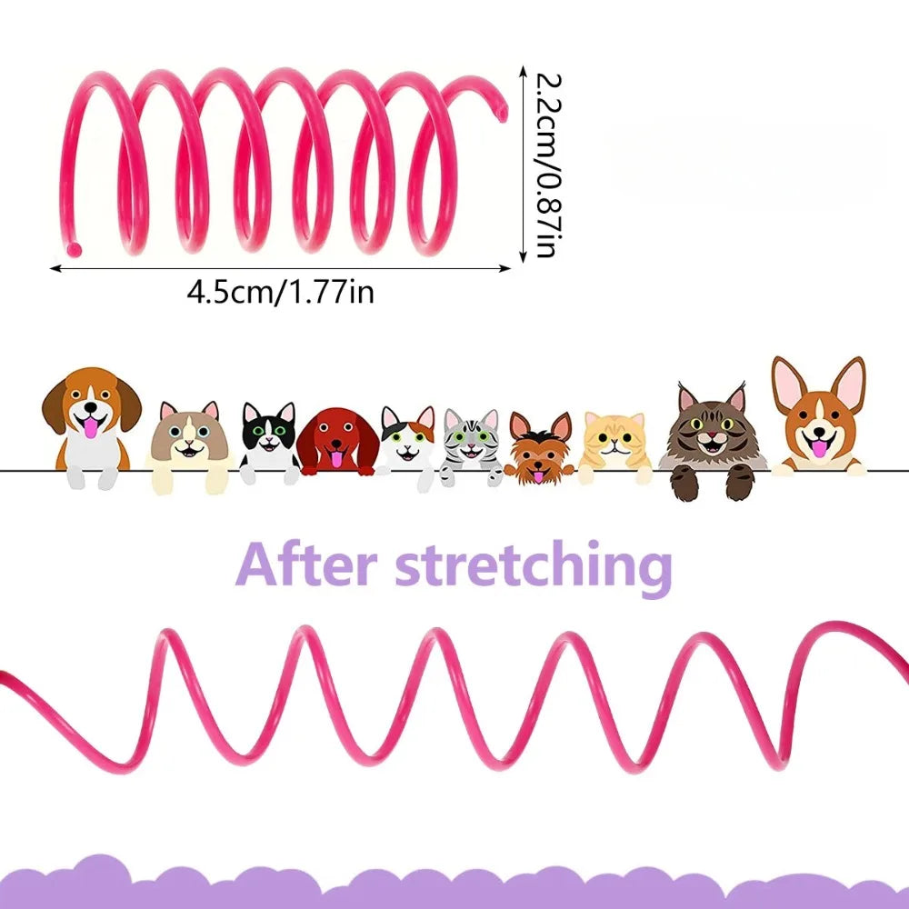 12PCS 12Colors Cat Spring Toys for Indoor Cats, Interactive Coil Springs for Self Play, Durable Heavy Plastic Cat Spiral Spring