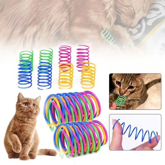 12PCS 12Colors Cat Spring Toys for Indoor Cats, Interactive Coil Springs for Self Play, Durable Heavy Plastic Cat Spiral Spring